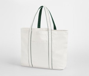 WESTFORD MILL WM952 - COURTSIDE LARGE TOTE Soft White/Bottle Green